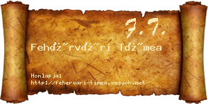 Fehérvári Tímea névjegykártya